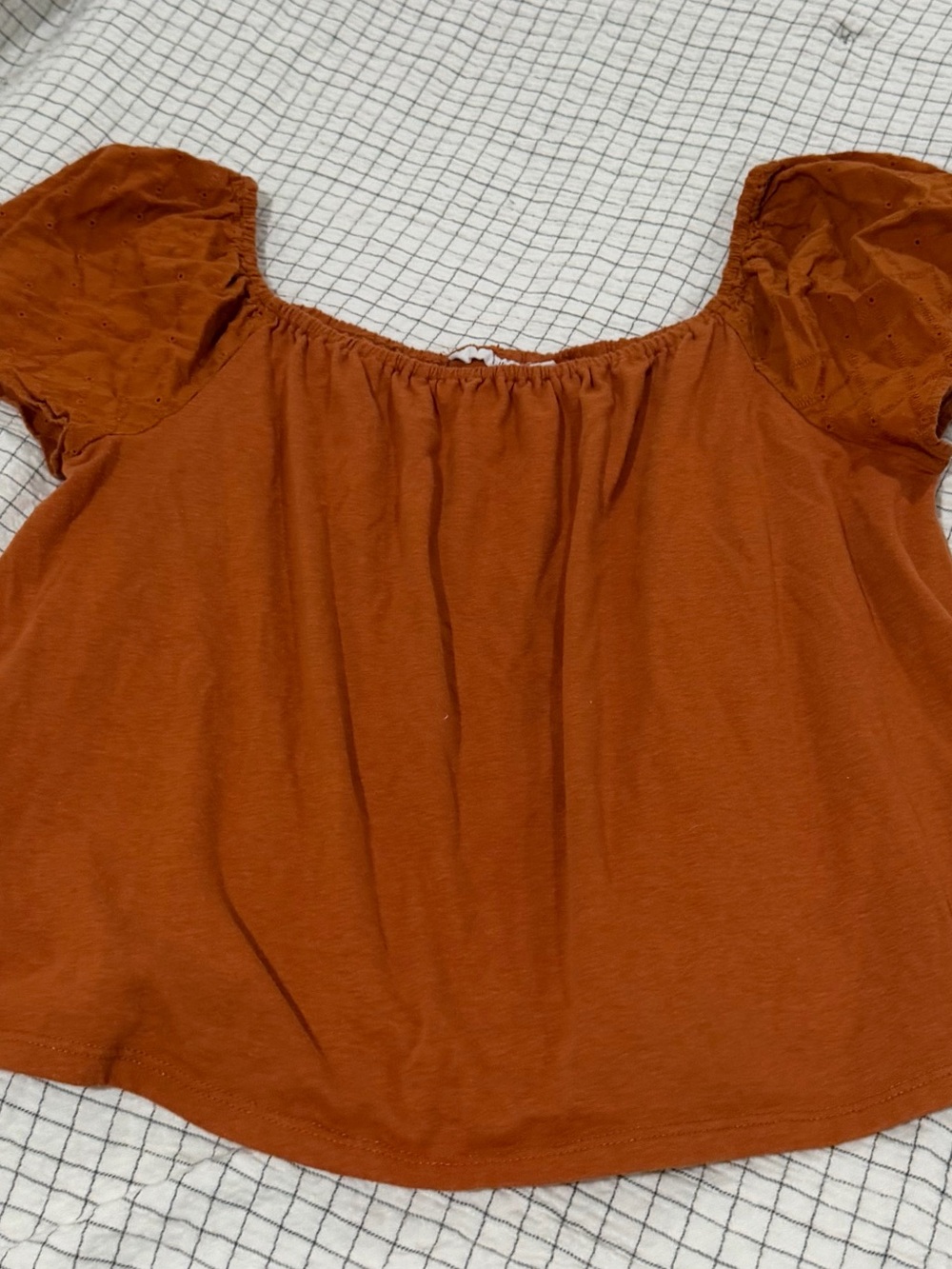 Rust Orange Women's Puff Sleeve Top